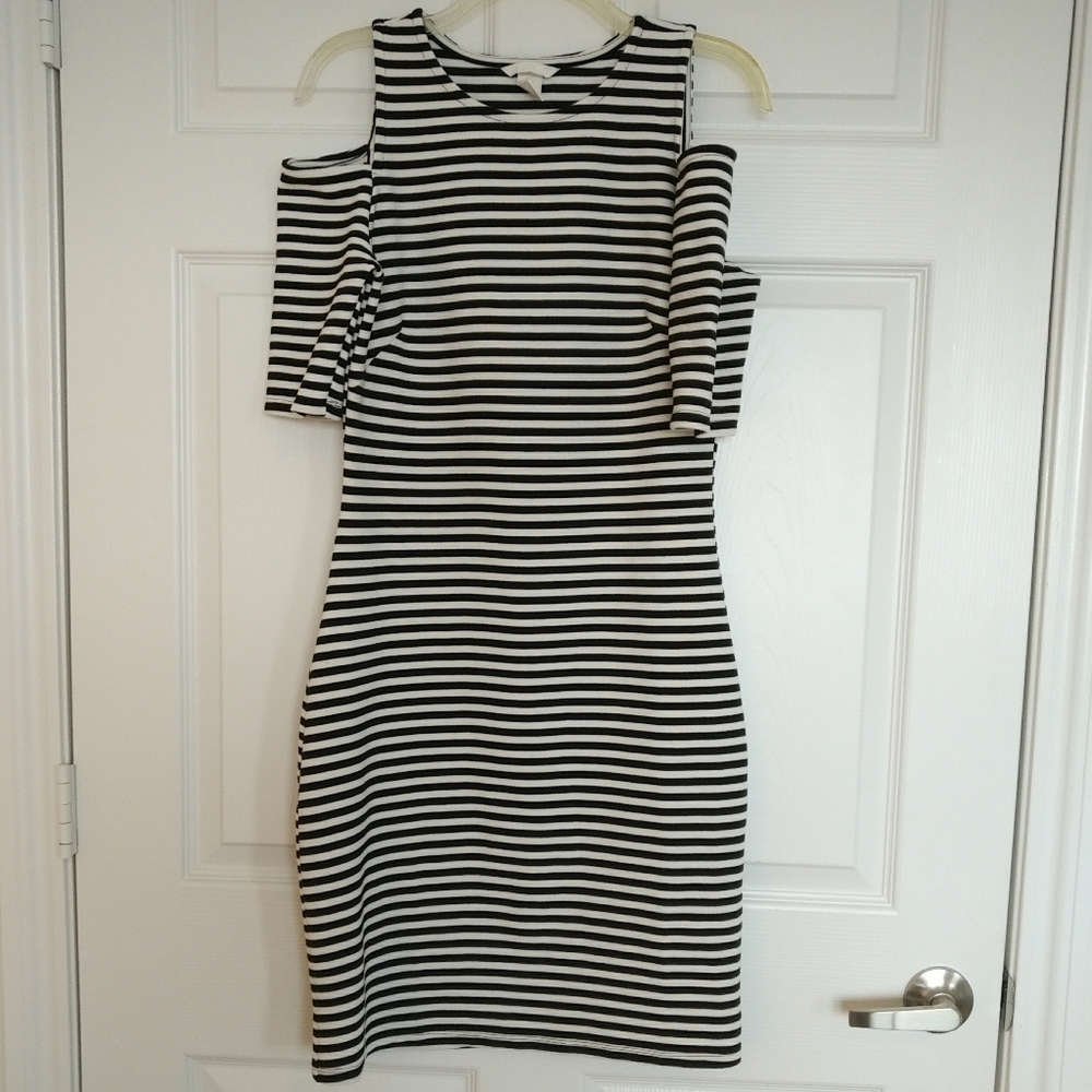 H&M Cold Shoulder Striped Dress